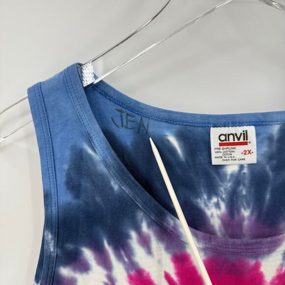 Vintage Anvil Size 2X Rainbow Swirl Tie Dye Tank Top Unisex Hippie - Picture 8 of 8